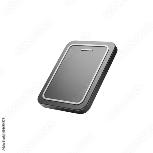 A sleek gray wireless charging pad isolated on transparent background