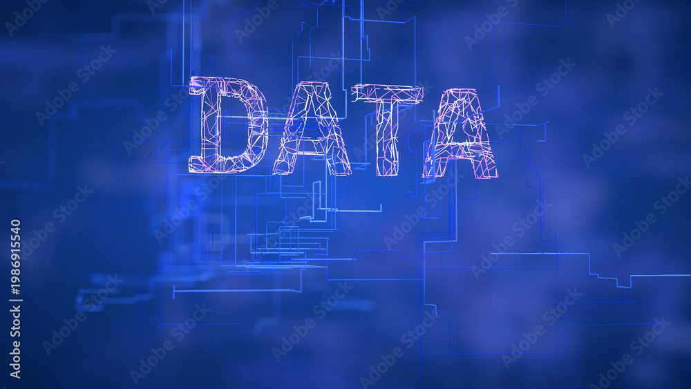 Fototapeta premium Cloud Computing Infrastructure with DATA Wireframe
