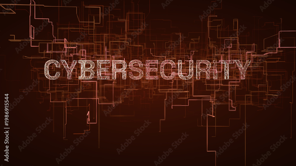 Obraz premium Cybersecurity text over digital network for data protection and network security.