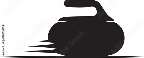 Curling stone icon, black curling stone, motion curling, sports vector