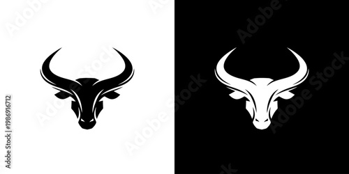 Bull Head Logo Design with Minimalist Abstract Horn Symbol