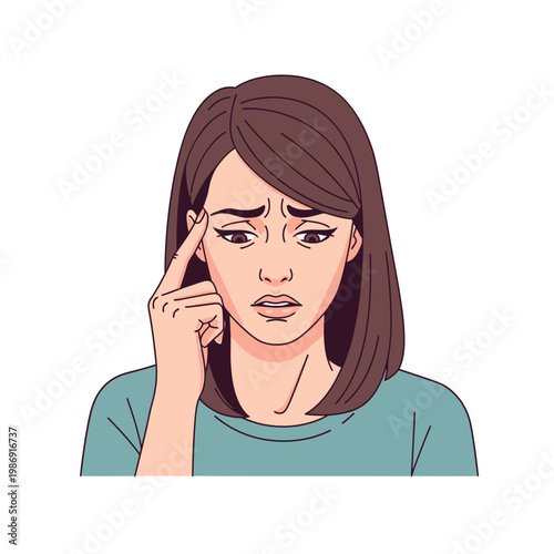 Woman with headache or stress expression 1.