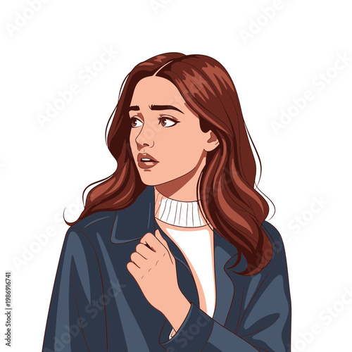 Woman with long brown hair portrait.