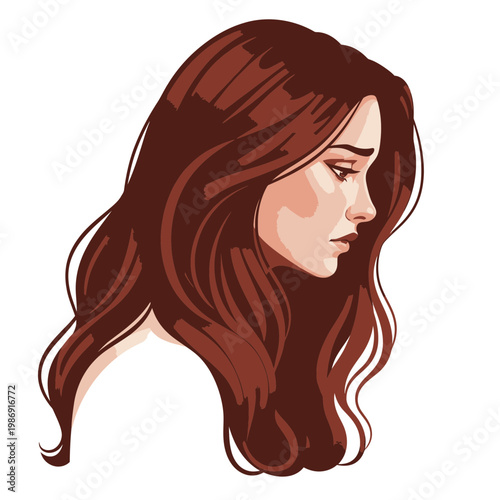 Woman with long brown wavy hair.