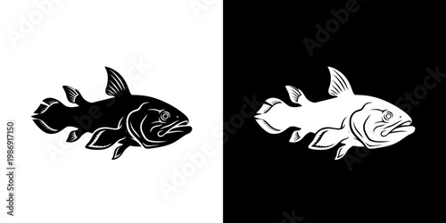 Coelacanth Logo Silhouette Design for Fishing Brand or Marine Conservation