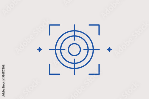 Target crosshair with focus corners for precise digital aiming. Sharp Vector Illustration and line icon is ideal for UI design, photography, and shooting game crosshairs.