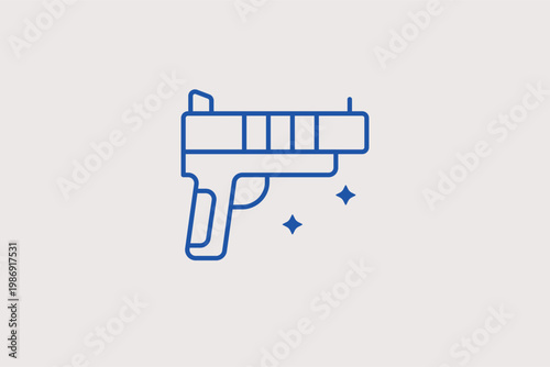Digital handgun controller used for shooting games and combat simulations. Sharp Vector Illustration and line icon is perfect for e-sports, gaming gear, and VR shooter apps.