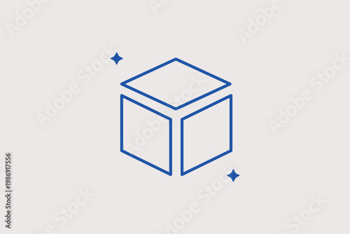 Geometric wireframe cube representing 3D modeling and spatial objects. Simple Vector Illustration and line icon is ideal for CAD software, architecture, and 3D design tools.