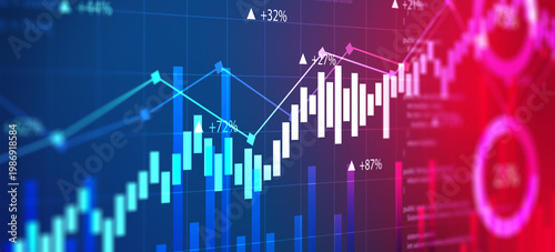 grafico, istogramma, concetto di economia e finanza, andamento,  investimento, mercato,  azioni