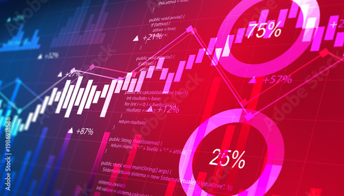 grafico, istogramma, concetto di economia e finanza, andamento,  investimento, mercato,  azioni