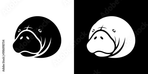 Manatee Head Logo Icon with a Soft Rounded Minimalist Style Design