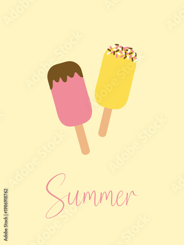 Summer card with ice cream