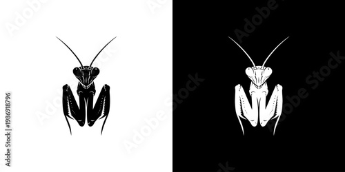 Mantis Head Logo Illustration with a Minimalist Insect Design