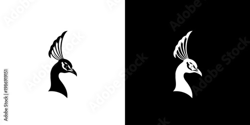 Peacock Head Logo Vector Design Template