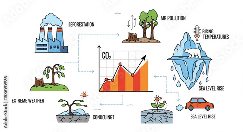 Illustrative Depiction of Climate Change and its Environmental Impacts.