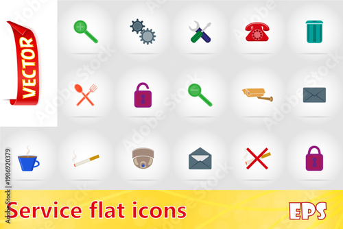 service flat set icons vector illustration