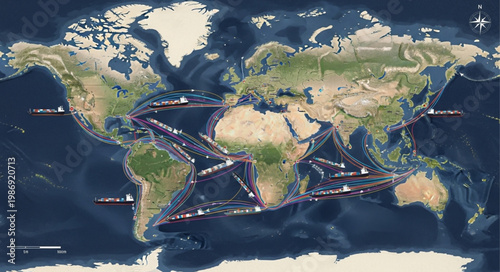 Global Shipping Routes - A Visual Representation of Maritime Trade.