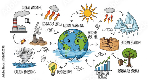 Climate Change Visual Representation - Global Warming and Environmental Impact.
