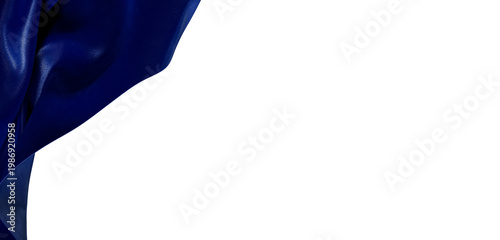 Abstract design of luxurious deep blue fabric with folds isolated on white, great for backgrounds or creative projects.