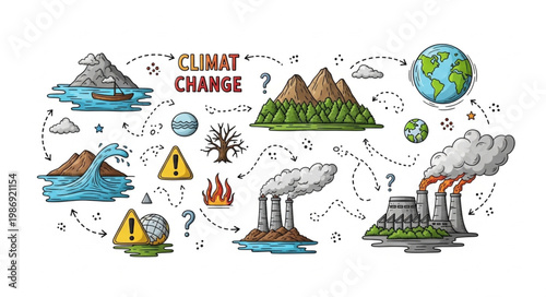 Climate Change Illustration - Depicting Environmental Impact and Global Warming Concerns.