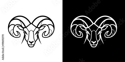 Ram Head Logo Design with Spiral Horns for Branding and Mascot Identity
