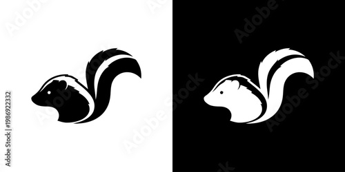 Skunk Head Logo Design with Stylized Tail Stripe for Wildlife Branding