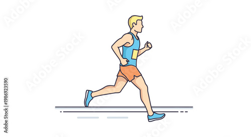 Male runner jogging in sportswear vector illustration