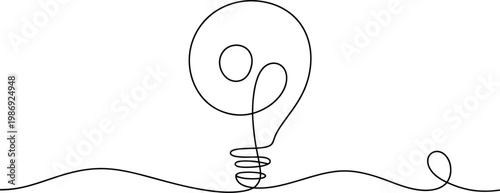 Minimalist continuous line light bulb illustration, creative idea symbol, innovation concept vector, artistic design element, inspiration drawing, modern simplicity
