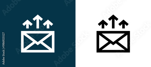 Fotografija Black and white outgoing email outline icon duo, editable stroke vector illustra