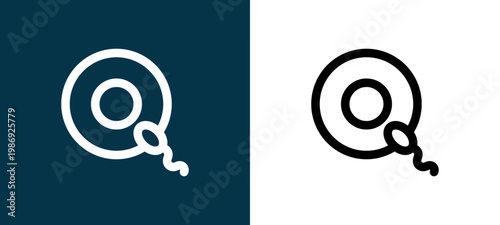 Black and white fertilization outline icon duo, editable stroke vector illustration for web, mobile apps, UI design, branding, and print from Medical