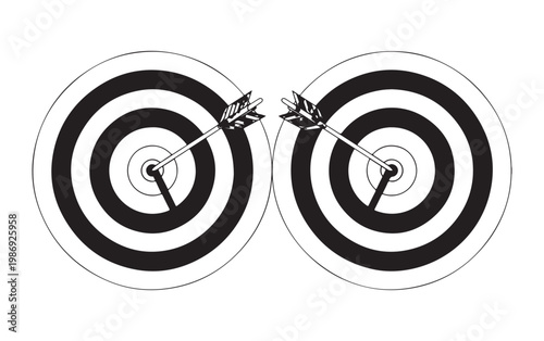 Two targets with arrows hitting bullseye, symbolizing success, accuracy, and perfect shot.
