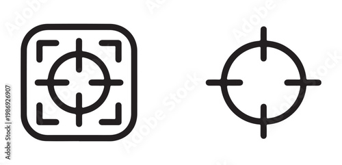 Two target icons, focusing on crosshair symbol within square and simple circular crosshair.