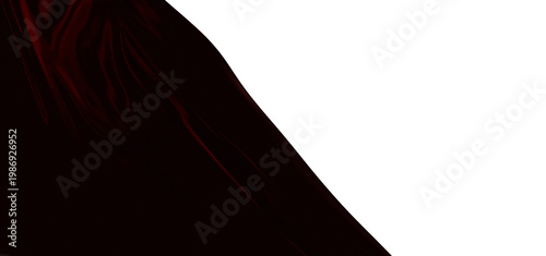 Dramatic abstract of deep red velvet fabric, flowing gracefully, with a bright white space for text or design, perfect f