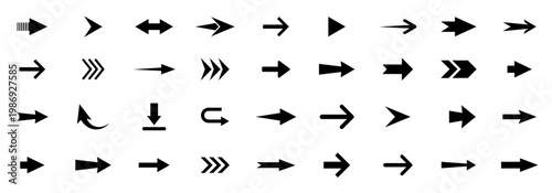 Arrow vector icon.  Set arrow icons. Collection arrows sign. Black arrow icon set.  Vector illustration