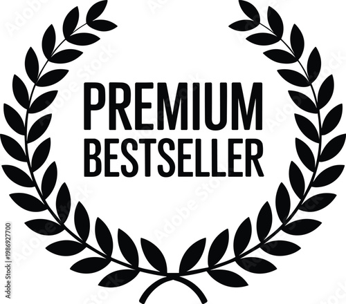 Black Laurel Wreath Emblem with Text Premium Bestseller untitled