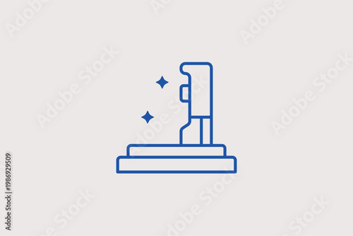 Vertical camera or sensor on a stand ideal for motion tracking. Practical Vector Illustration and line icon is perfect for video conferencing, streaming, and biometric hardware.