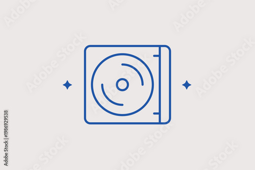 Optical disc drive or software installation symbol ideal for technical settings. Functional Vector Illustration and line icon is ideal for computer hardware and multimedia storage themes.