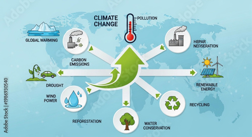 Climate Change Effects and Solutions - A Visual Representation of Global Impact.