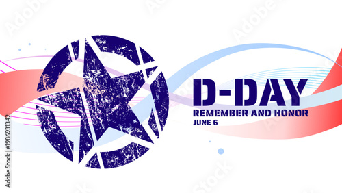 D-day remember and honor banner, poster and card, vector illustration