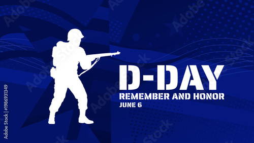 D-day remember and honor banner, poster and card, vector illustration