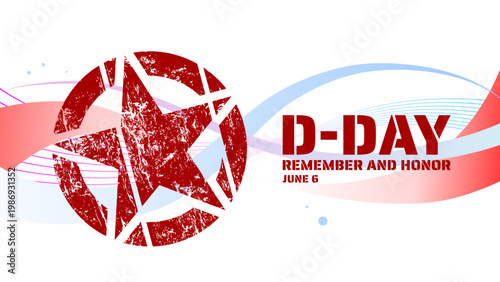 D-day remember and honor banner, poster and card, vector illustration