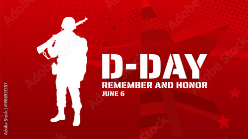 D-day remember and honor banner, poster and card, vector illustration
