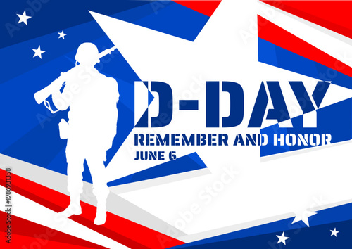 D-day remember and honor banner, poster and card, vector illustration