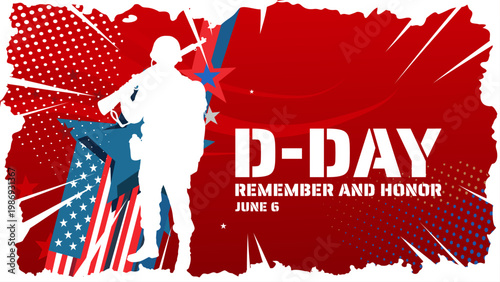D-day remember and honor banner, poster and card, vector illustration