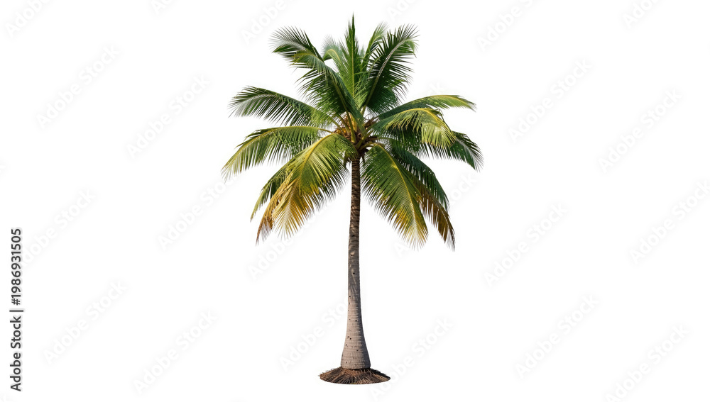 Obraz premium A solitary palm tree against a pure white background