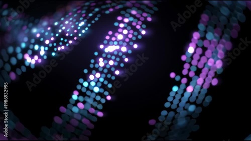 Glowing Helix Made of Digital Code in Blue and Purple With a Futuristic Design in a Dark Setting