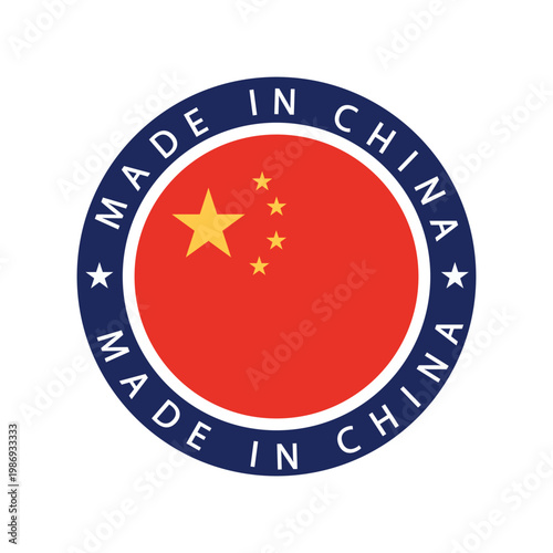 Made in CHINA stamp sticker vector design. CHINA badg flag vector color. China isolated round stamp, sticker, sign. Vector illustration.