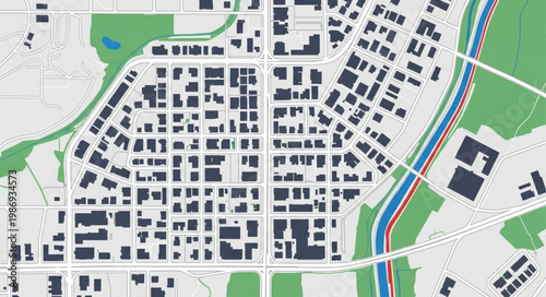 Detailed City Map Depicting Urban Planning and Infrastructure.