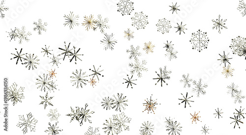 Falling snowflakes on white...