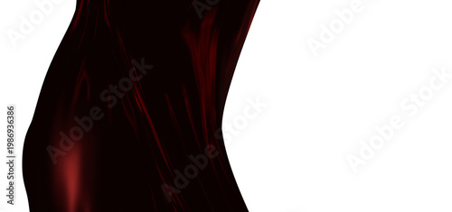 Dramatic abstract of flowing red silk cloth against a clean white backdrop, perfect for design and backgrounds